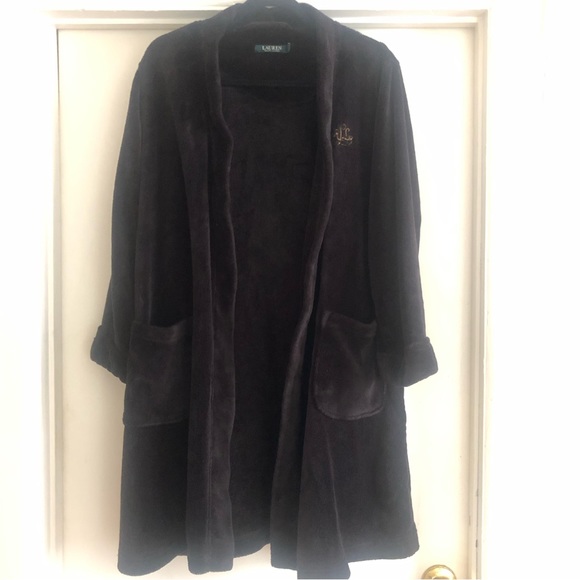 ❤️Lauren Ralph Lauren Black Robe Logo Size L - Picture 1 of 5